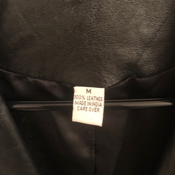 Black Leather Blazer 100% Genuine Leather Size M - Picture 3 of 11
